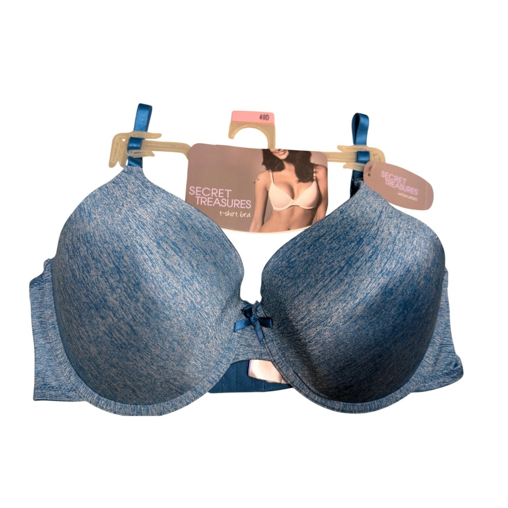 NWT‎ Secret Treasures T-Shirt Bra Plus Size 40D Side Smoothing Blue Underwire